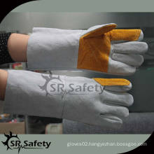 SRSAFETY yellow working split leather glove